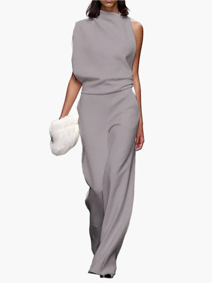 Damen Jumpsuit Elegant – Ärmellos, Weites Bein, Perfekt für Büro & Alltag