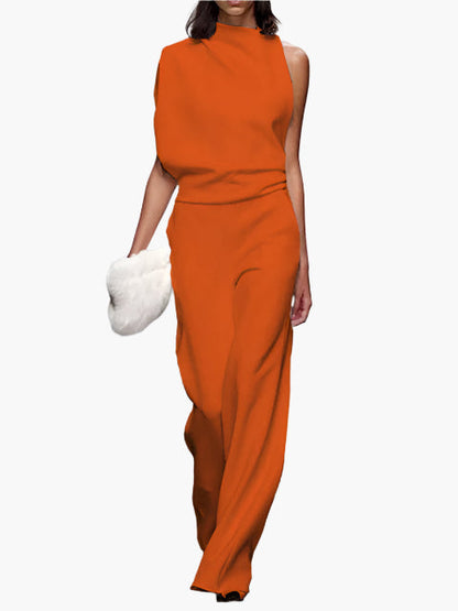 Damen Jumpsuit Elegant – Ärmellos, Weites Bein, Perfekt für Büro & Alltag