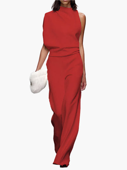 Damen Jumpsuit Elegant – Ärmellos, Weites Bein, Perfekt für Büro & Alltag