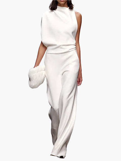 Damen Jumpsuit Elegant – Ärmellos, Weites Bein, Perfekt für Büro & Alltag