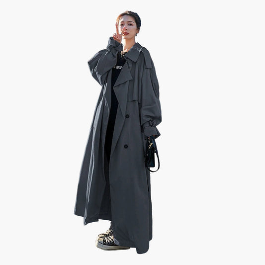 Damen Trenchcoat – Oversized, Doppelreihig, Langer Mantel für Alltag & Business
