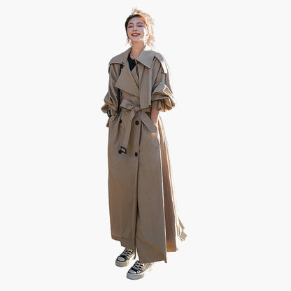 Damen Trenchcoat – Oversized, Doppelreihig, Langer Mantel für Alltag & Business