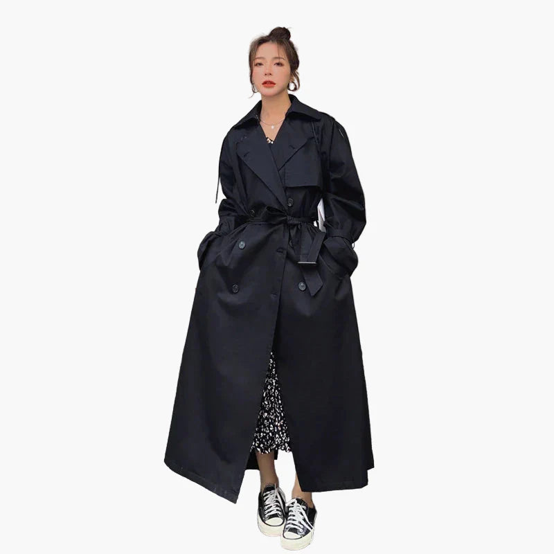 Damen Trenchcoat – Oversized, Doppelreihig, Langer Mantel für Alltag & Business