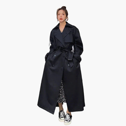 Damen Trenchcoat – Oversized, Doppelreihig, Langer Mantel für Alltag & Business