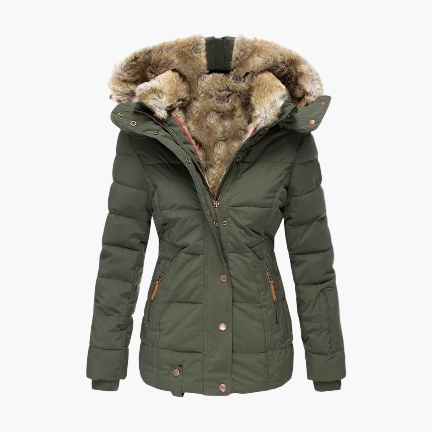 Damen Winterjacke mit Fellfutter – Elegante, warme Outdoorjacke für kalte Tage