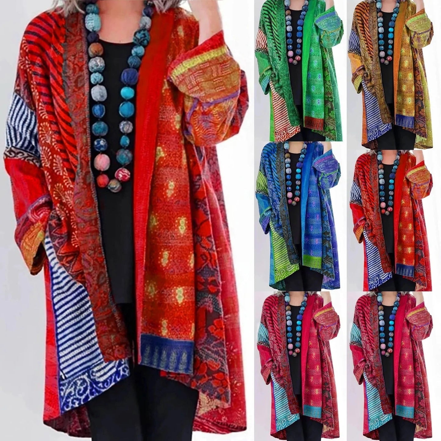 Damen Vintage Kimono Cardigan – Boho Style für Freizeit und Alltag