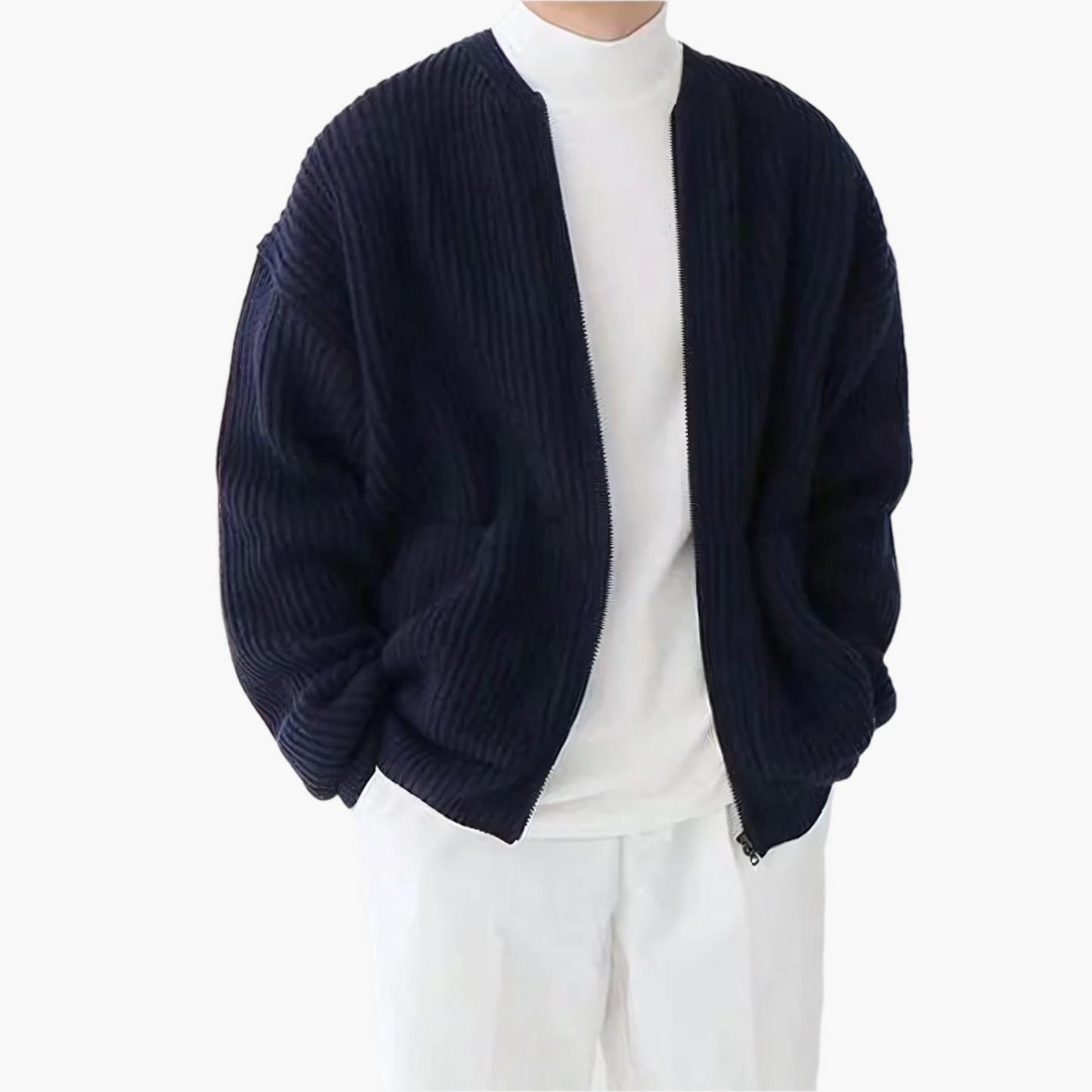 Herren Strick-Cardigan mit Reißverschluss – Moderner Freizeitstil für Alltag und Büro