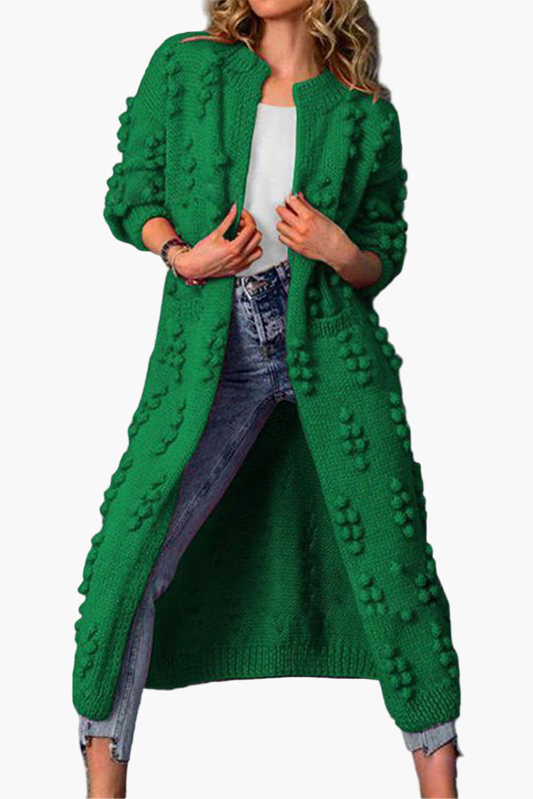 Damen Strickmantel Lang – Modischer Cardigan mit Struktur und Komfort für Alltag & Freizeit