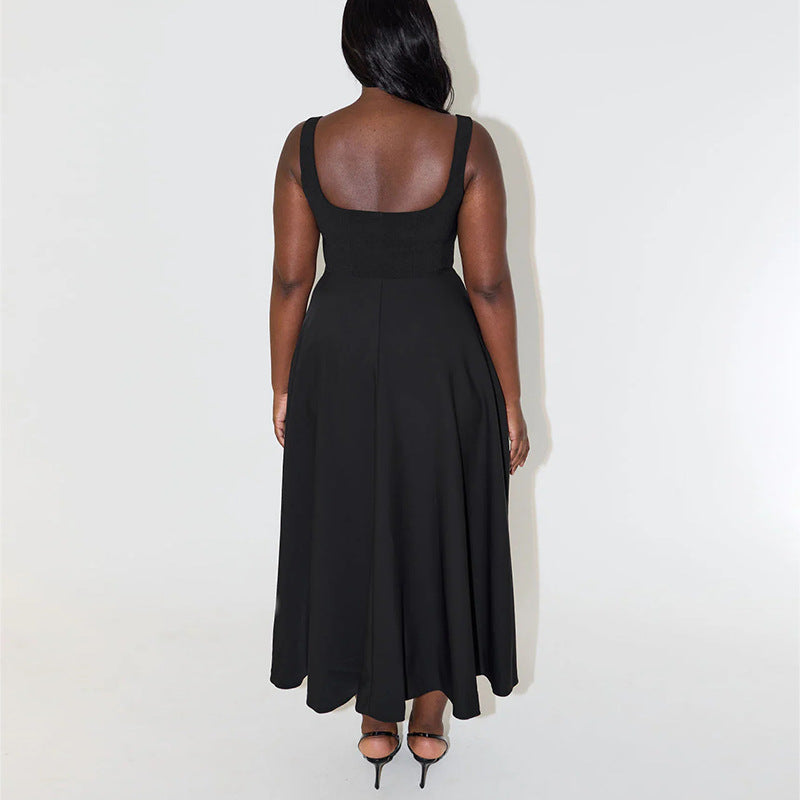 Damen Midikleid mit eckigem Ausschnitt – elegantes A-Linien-Swingkleid für Anlass & Alltag