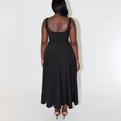 Damen Midikleid mit eckigem Ausschnitt – elegantes A-Linien-Swingkleid für Anlass & Alltag