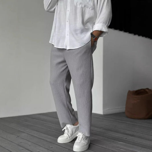 Herren Sommer Freizeithose im Hongkong-Style – Gestreifte Basic Cropped Pants für Teenager