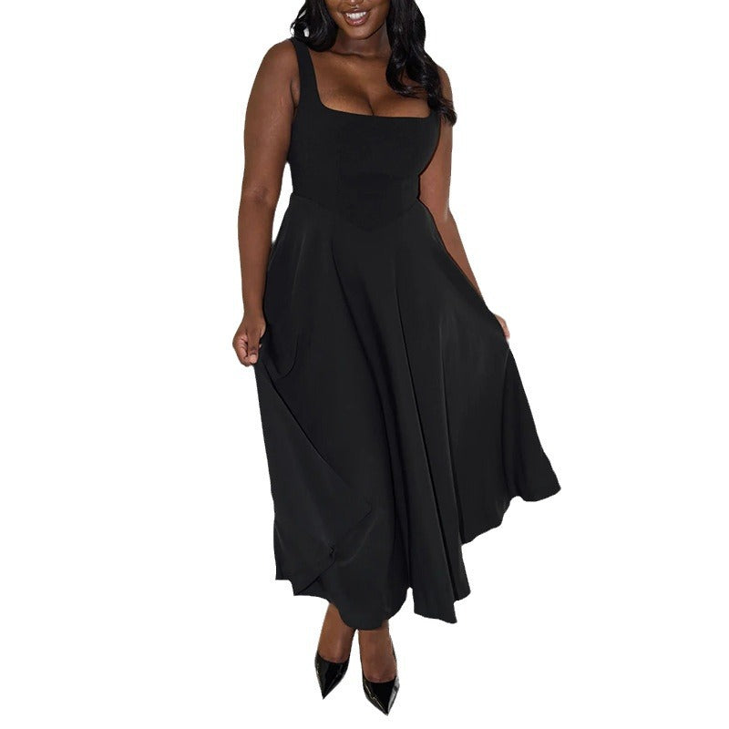 Damen Midikleid mit eckigem Ausschnitt – elegantes A-Linien-Swingkleid für Anlass & Alltag
