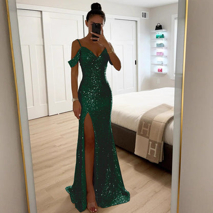 Elegantes Abendkleid mit Schlitz für Damen – Figurbetontes Partykleid mit Schulterdetail