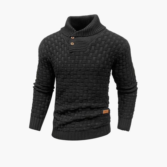 Herren Strickpullover mit Knopfleiste und Stehkragen – Winterlicher Casual-Style für Büro und Freizeit
