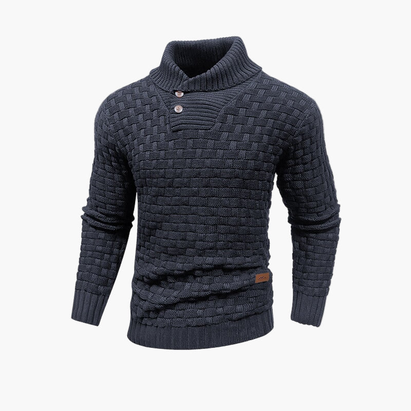 Herren Strickpullover mit Knopfleiste und Stehkragen – Winterlicher Casual-Style für Büro und Freizeit