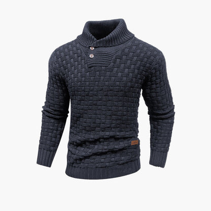Herren Strickpullover mit Knopfleiste und Stehkragen – Winterlicher Casual-Style für Büro und Freizeit