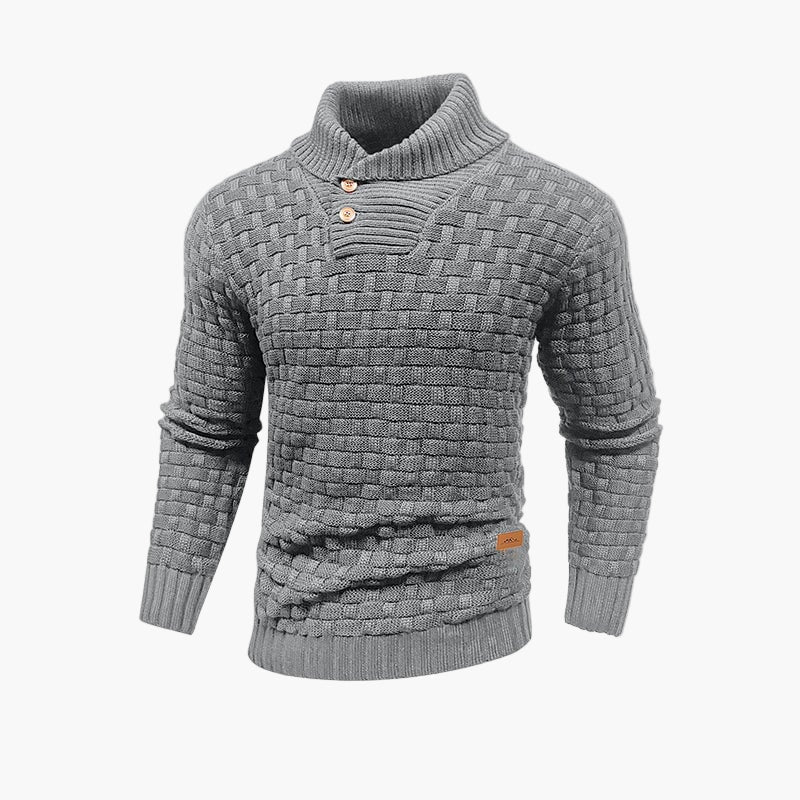 Herren Strickpullover mit Knopfleiste und Stehkragen – Winterlicher Casual-Style für Büro und Freizeit