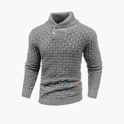 Herren Strickpullover mit Knopfleiste und Stehkragen – Winterlicher Casual-Style für Büro und Freizeit