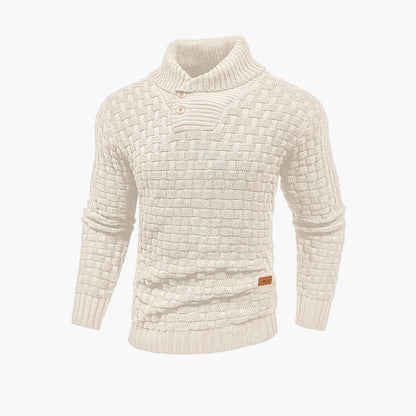 Herren Strickpullover mit Knopfleiste und Stehkragen – Winterlicher Casual-Style für Büro und Freizeit