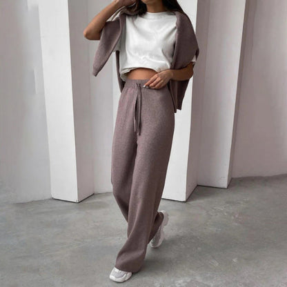 Damen Strick Zweiteiler Set mit Rollkragen – Loungewear Freizeit Outfit