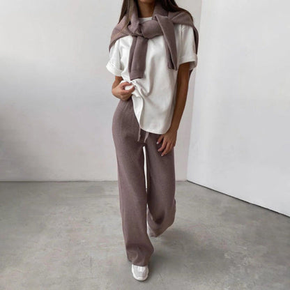Damen Strick Zweiteiler Set mit Rollkragen – Loungewear Freizeit Outfit