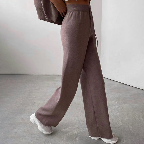 Damen Strick Zweiteiler Set mit Rollkragen – Loungewear Freizeit Outfit