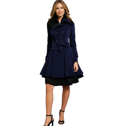 Damen Wintermantel mit Kunstpelzkragen – Eleganter taillierter Trenchcoat für stilvolle Outfits