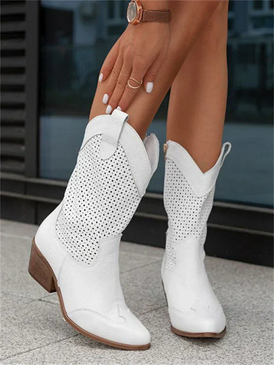 Damen Cowboy-Stiefel mit Reißverschluss – Modische Western Boots für Alltag und Freizeit