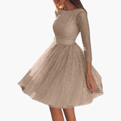 Damen Abendkleid mit Glitzer und 3/4-Ärmeln – Elegantes Partykleid für festliche Anlässe
