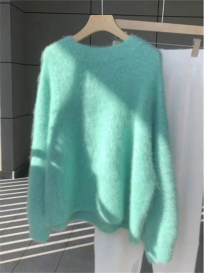 Damen Flauschiger Oversize Pullover – Kuscheliger Strickpullover für Herbst und Winter, Lässiger Stil