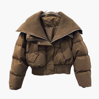 Damen Winter Steppjacke mit Oversize-Kragen – Modische Kurzjacke für Alltag und Freizeit