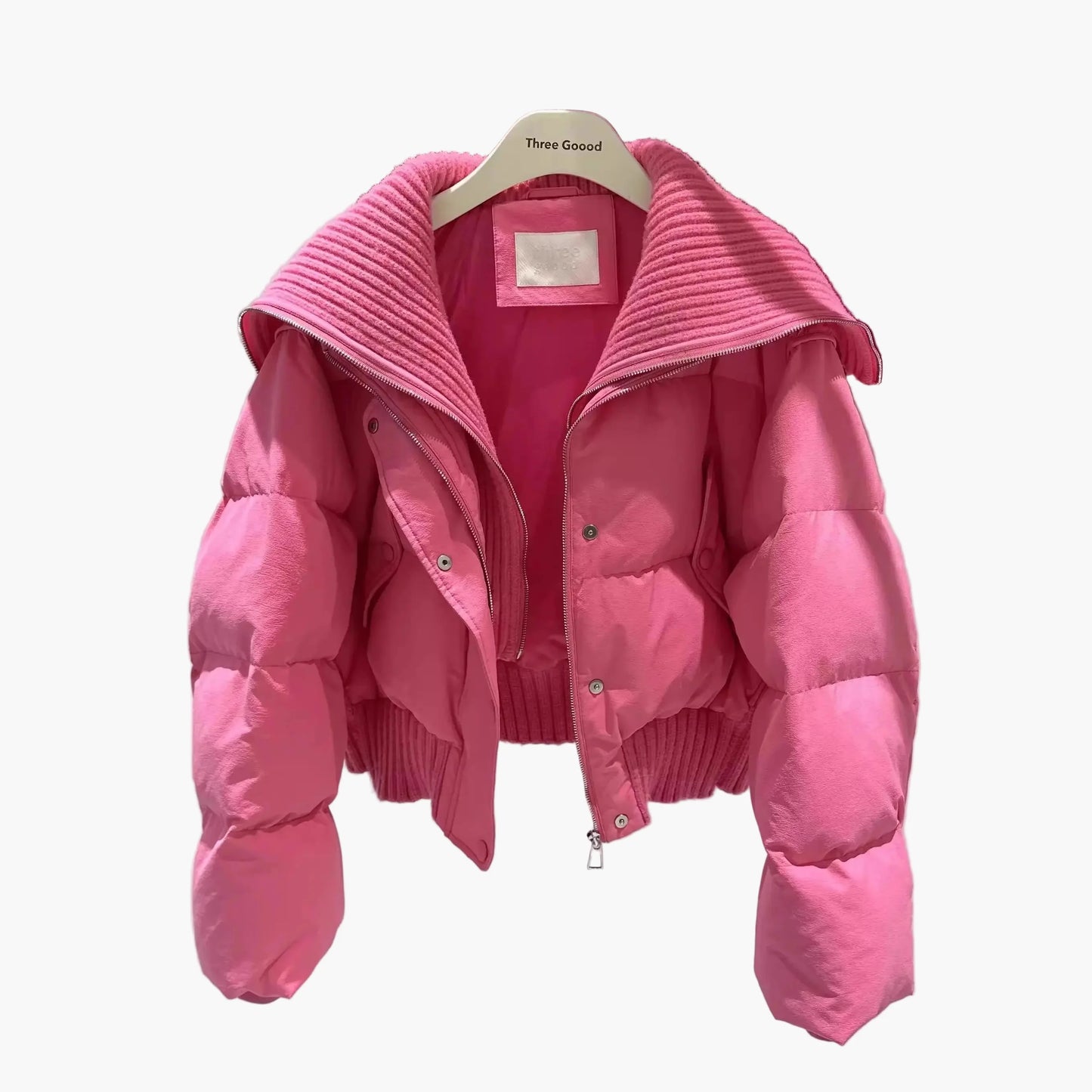 Damen Winter Steppjacke mit Oversize-Kragen – Modische Kurzjacke für Alltag und Freizeit