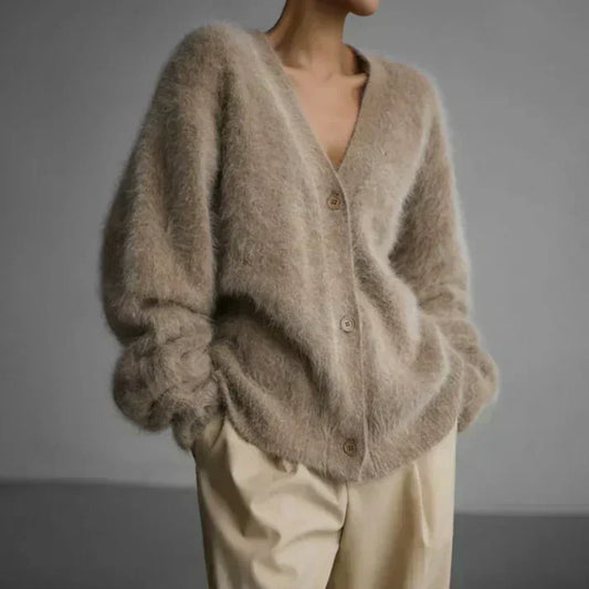 Damen Luxus Strickcardigan – Eleganter, Weicher Oversize Pullover für Alltag und Freizeit