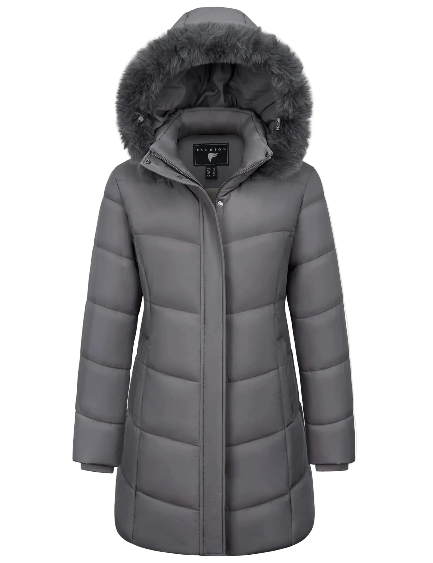 TACVASEN Womens Winter Thicken Parka Coat Warm Jacket Down Puffer Outwear with Faux Fur Removable Hood Waterproof Windproof Coat