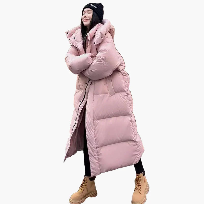 Damen Lange Pufferjacke mit Kapuze – Entspannter Wintermantel für Alltag & Outdoor