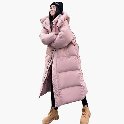 Damen Lange Pufferjacke mit Kapuze – Entspannter Wintermantel für Alltag & Outdoor