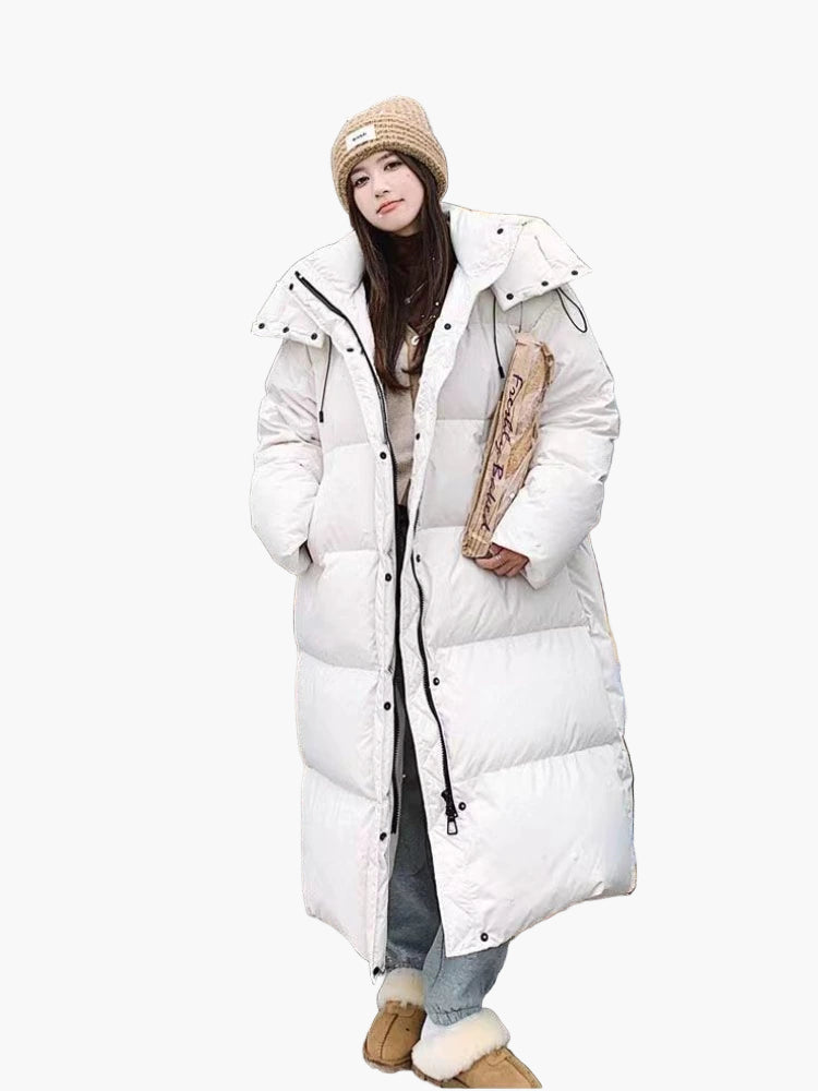 Damen Lange Pufferjacke mit Kapuze – Entspannter Wintermantel für Alltag & Outdoor