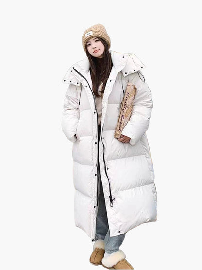 Damen Lange Pufferjacke mit Kapuze – Entspannter Wintermantel für Alltag & Outdoor