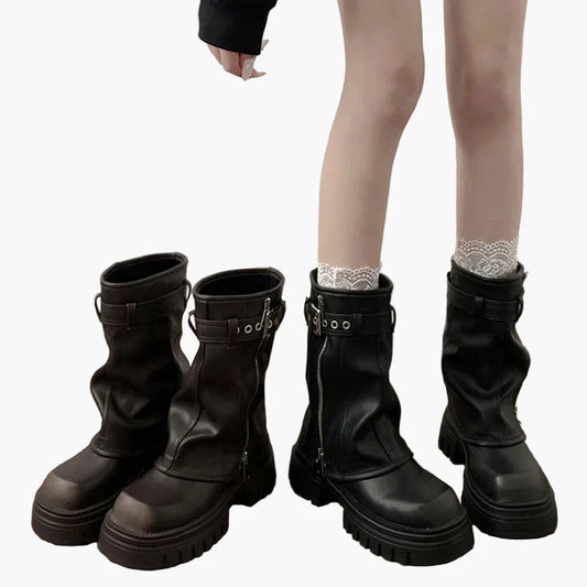 Damen Chunky Stiefel im Streetwear Look – Modische Plateaustiefel für Alltag und Freizeit
