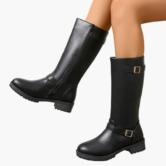 Damen Kniehohe Stiefel mit Schnalle – Elegante Alltags- und Reitstiefel