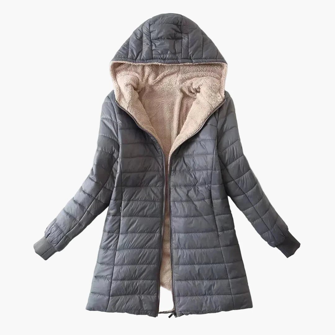 Damen Steppmantel mit Kapuze – Winterjacke mit Fleece-Innenfutter für Alltag & Outdoor