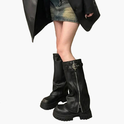 Damen Plateau Stiefel mit Reißverschluss – Trendige Chunky Boots für Herbst und Winter
