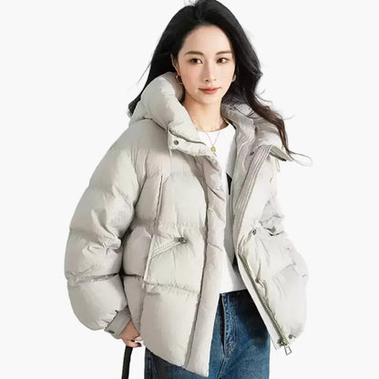 Damen Oversize Daunenjacke Winter Warm Pufferjacke mit Kapuze – Modisch & Bequem