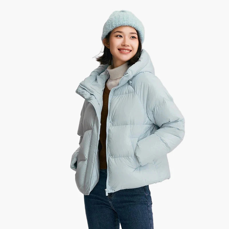 Damen Steppjacke mit Kapuze – Winter Outdoor Freizeitjacke, lässiger Stil