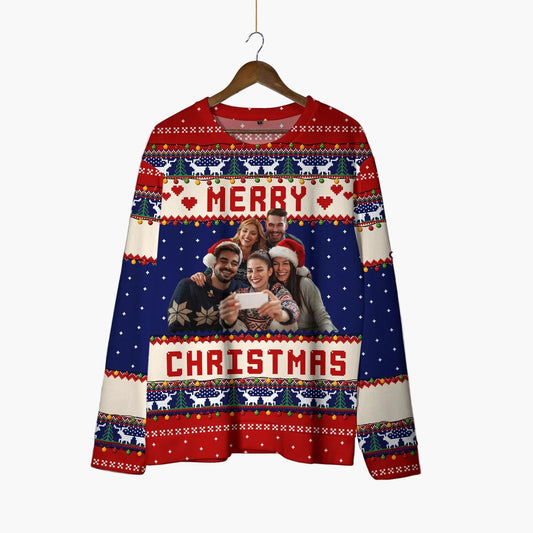 Unisex Weihnachts-Sweatshirt mit Fotodruck – Lustiger Ugly Christmas Pullover für festliche Anlässe