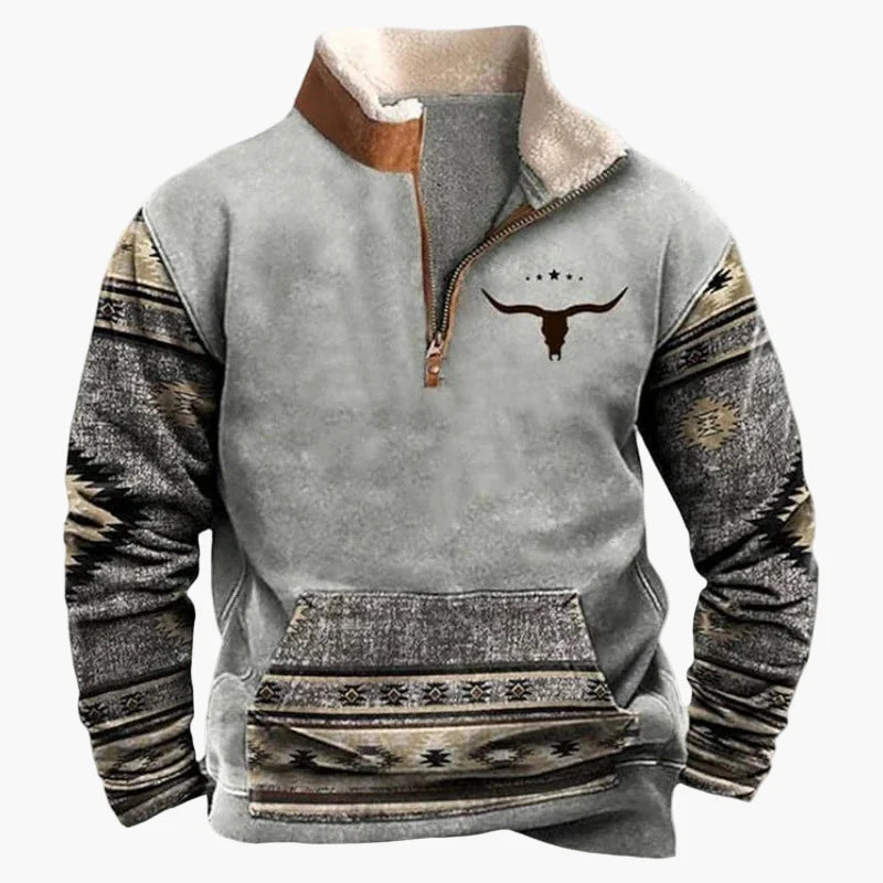 Herren Wild West Vintage Fleece Pullover – Lässiger Western-Stil für Outdoor & Alltag
