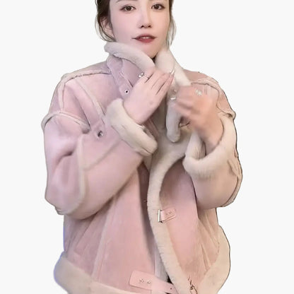 Damen Lässige Winter Fliegerjacke mit Kunstfell – Modische Kurzjacke für Freizeit und Alltag