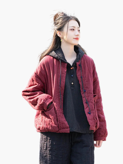 Damen Vintage Steppjacke im lockeren Stil für Herbst und Winter