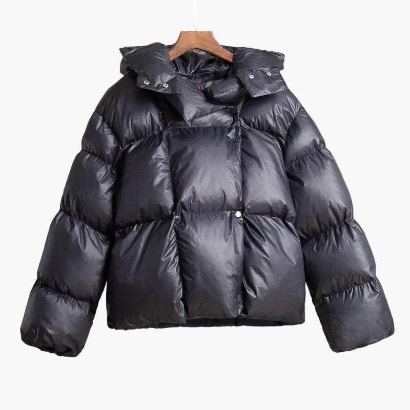 Damen Oversize Steppjacke Winter Warm Gepolstert mit Kapuze – Modischer Casual Look