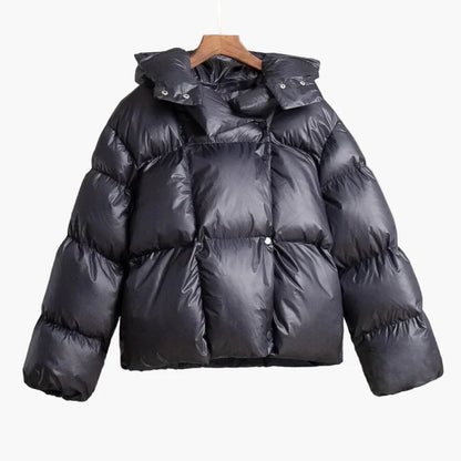 Damen Oversize Steppjacke Winter Warm Gepolstert mit Kapuze – Modischer Casual Look